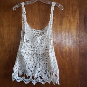 Cream crochet tank top/vest.